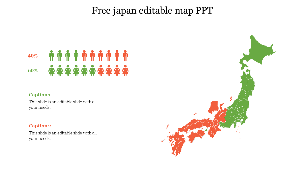 Free japan editable map PPT